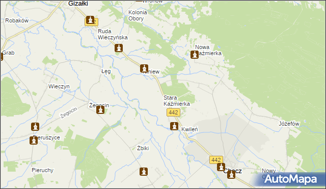 mapa Stara Kaźmierka, Stara Kaźmierka na mapie Targeo