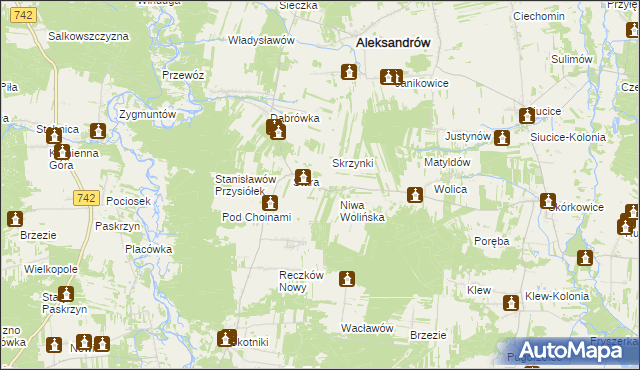 mapa Stara Kolonia gmina Aleksandrów, Stara Kolonia gmina Aleksandrów na mapie Targeo