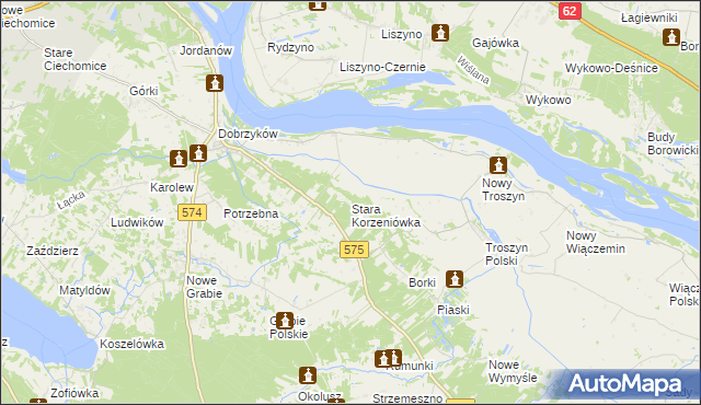 mapa Stara Korzeniówka, Stara Korzeniówka na mapie Targeo