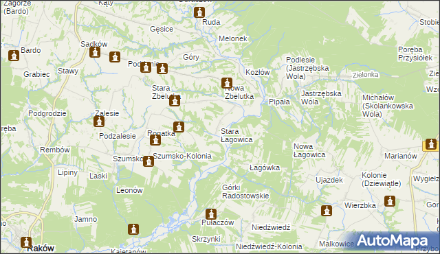 mapa Stara Łagowica, Stara Łagowica na mapie Targeo