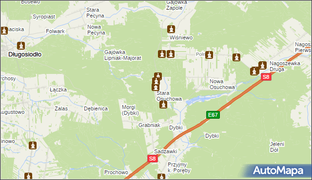 mapa Stara Osuchowa, Stara Osuchowa na mapie Targeo