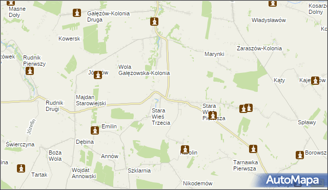 mapa Stara Wieś Druga gmina Bychawa, Stara Wieś Druga gmina Bychawa na mapie Targeo