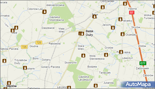 mapa Stara Wieś gmina Belsk Duży, Stara Wieś gmina Belsk Duży na mapie Targeo