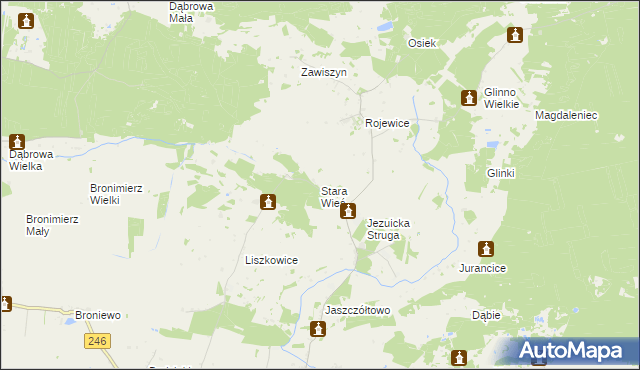 mapa Stara Wieś gmina Rojewo, Stara Wieś gmina Rojewo na mapie Targeo