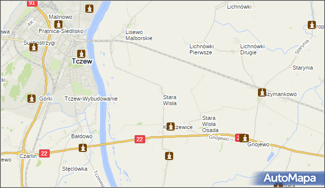 mapa Stara Wisła, Stara Wisła na mapie Targeo