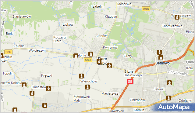 mapa Stare Babice, Stare Babice na mapie Targeo