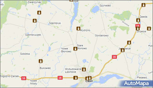 mapa Stare Błonowo, Stare Błonowo na mapie Targeo