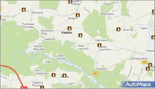 mapa Stare Karmonki, Stare Karmonki na mapie Targeo