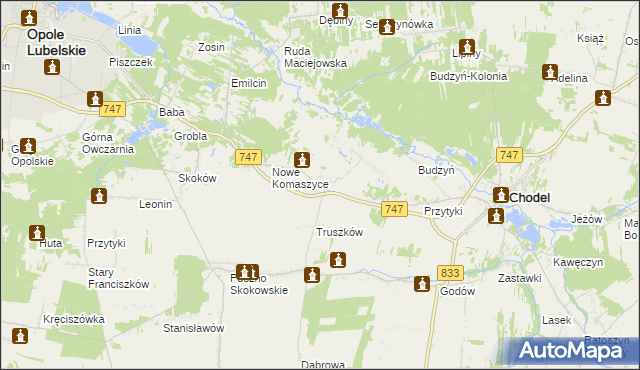 mapa Stare Komaszyce, Stare Komaszyce na mapie Targeo