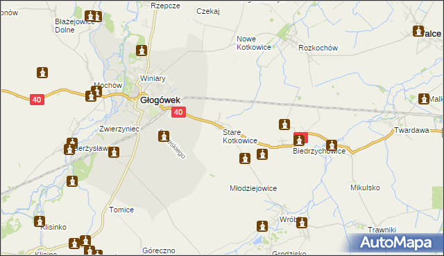 mapa Stare Kotkowice, Stare Kotkowice na mapie Targeo