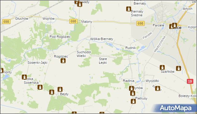 mapa Stare Łepki, Stare Łepki na mapie Targeo