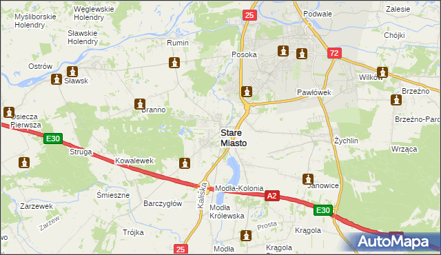 mapa Stare Miasto powiat koniński, Stare Miasto powiat koniński na mapie Targeo