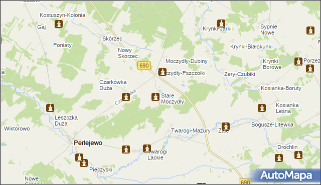 mapa Stare Moczydły, Stare Moczydły na mapie Targeo