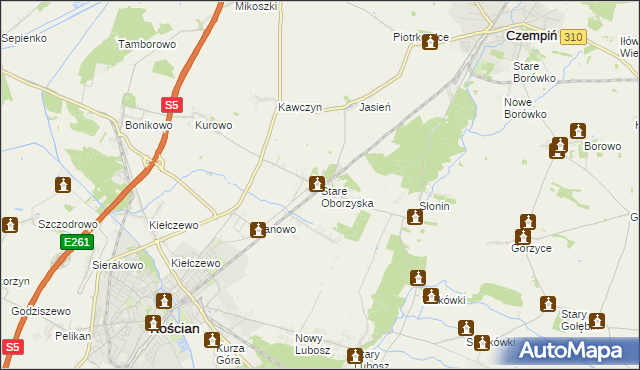 mapa Stare Oborzyska, Stare Oborzyska na mapie Targeo