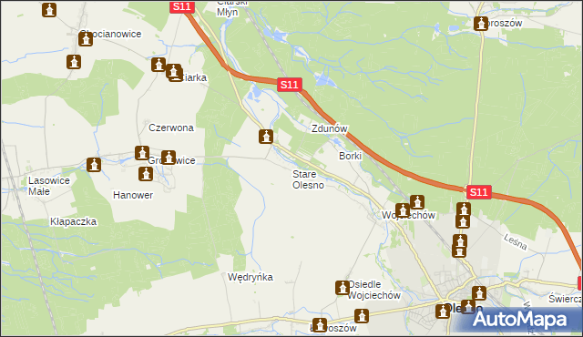 mapa Stare Olesno, Stare Olesno na mapie Targeo