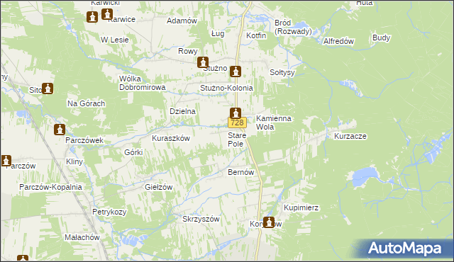 mapa Stare Pole gmina Gowarczów, Stare Pole gmina Gowarczów na mapie Targeo