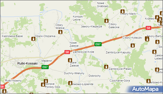 mapa Stare Zambrzyce, Stare Zambrzyce na mapie Targeo