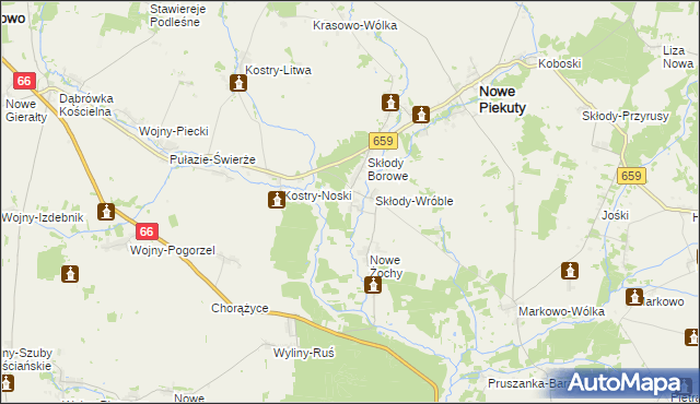 mapa Stare Żochy, Stare Żochy na mapie Targeo