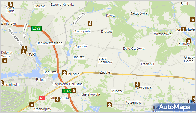 mapa Stary Bazanów, Stary Bazanów na mapie Targeo