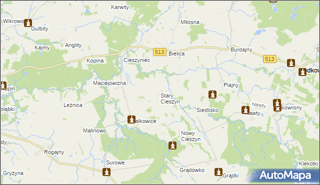 mapa Stary Cieszyn, Stary Cieszyn na mapie Targeo