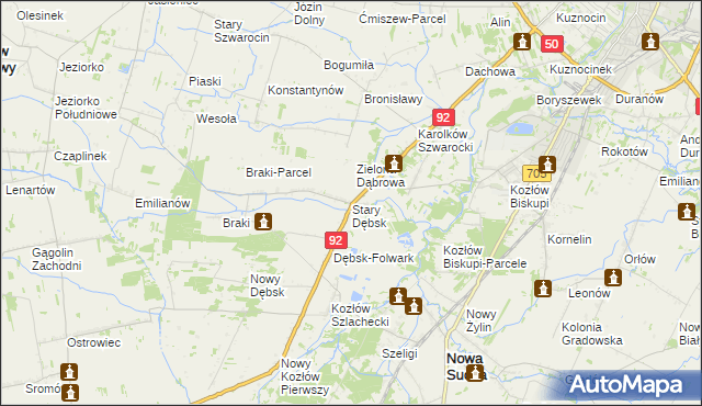 mapa Stary Dębsk, Stary Dębsk na mapie Targeo