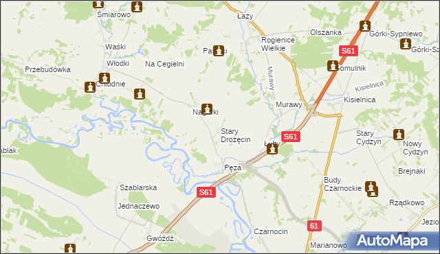 mapa Stary Drożęcin, Stary Drożęcin na mapie Targeo