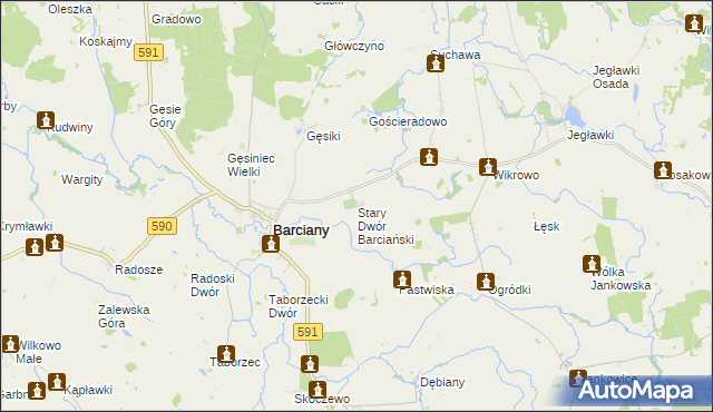 mapa Stary Dwór Barciański, Stary Dwór Barciański na mapie Targeo