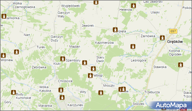 mapa Stary Dwór gmina Wierzbno, Stary Dwór gmina Wierzbno na mapie Targeo