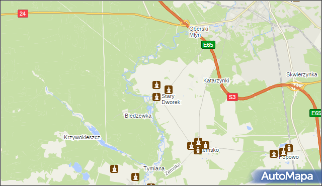 mapa Stary Dworek, Stary Dworek na mapie Targeo