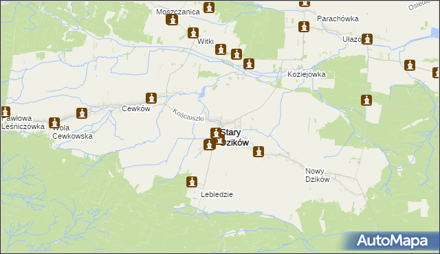 mapa Stary Dzików, Stary Dzików na mapie Targeo