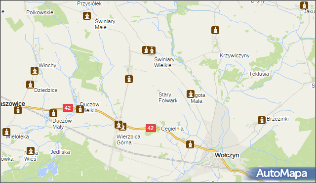 mapa Stary Folwark gmina Wołczyn, Stary Folwark gmina Wołczyn na mapie Targeo