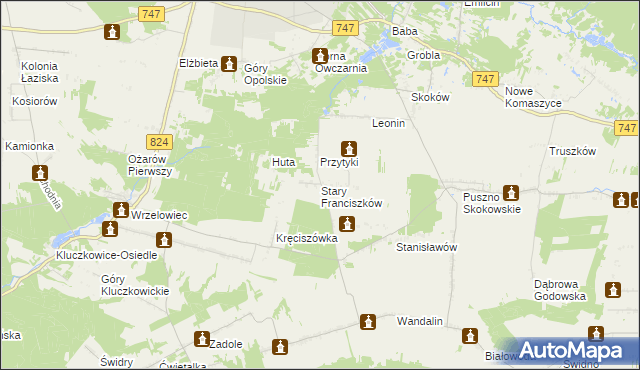 mapa Stary Franciszków, Stary Franciszków na mapie Targeo