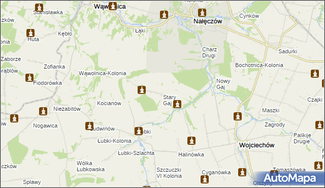 mapa Stary Gaj gmina Wojciechów, Stary Gaj gmina Wojciechów na mapie Targeo