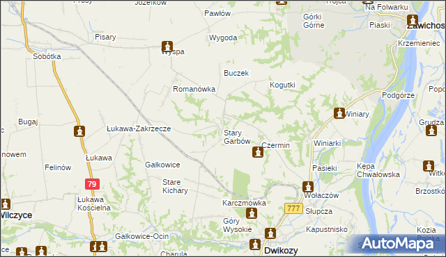 mapa Stary Garbów, Stary Garbów na mapie Targeo