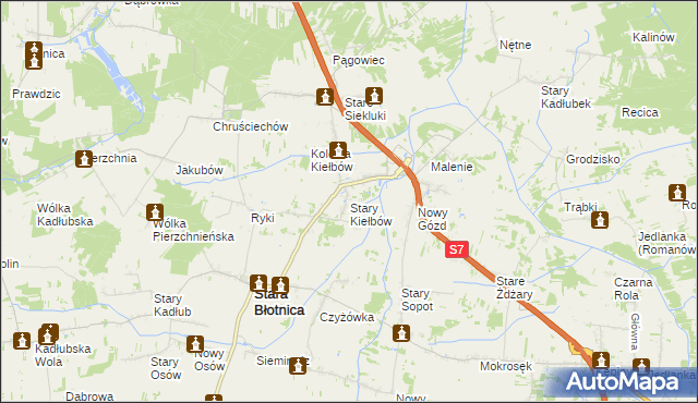 mapa Stary Kiełbów, Stary Kiełbów na mapie Targeo