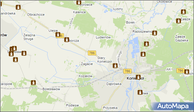 mapa Stary Koniecpol, Stary Koniecpol na mapie Targeo