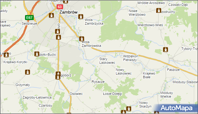 mapa Stary Laskowiec, Stary Laskowiec na mapie Targeo