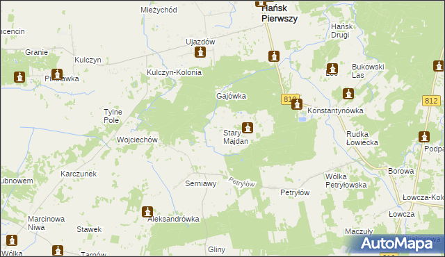 mapa Stary Majdan gmina Hańsk, Stary Majdan gmina Hańsk na mapie Targeo