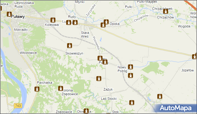 mapa Stary Pożóg, Stary Pożóg na mapie Targeo