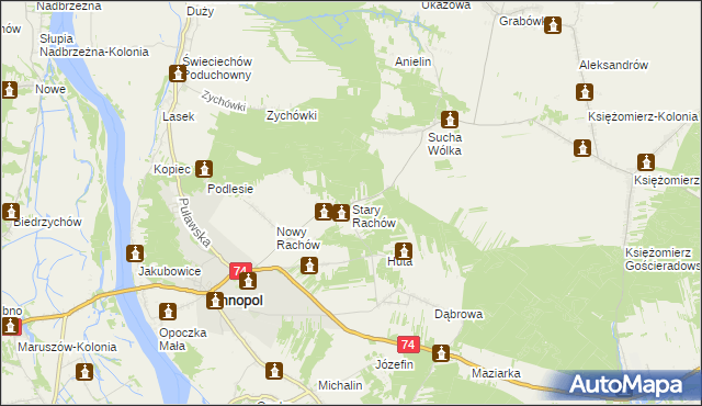 mapa Stary Rachów, Stary Rachów na mapie Targeo