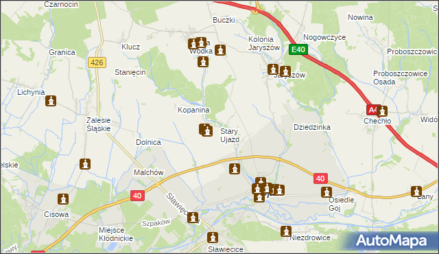 mapa Stary Ujazd, Stary Ujazd na mapie Targeo