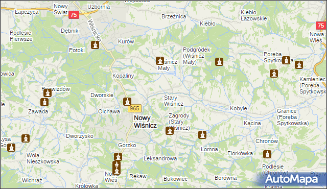 mapa Stary Wiśnicz, Stary Wiśnicz na mapie Targeo