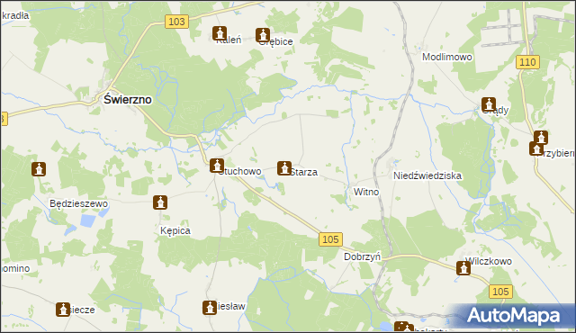 mapa Starza gmina Świerzno, Starza gmina Świerzno na mapie Targeo