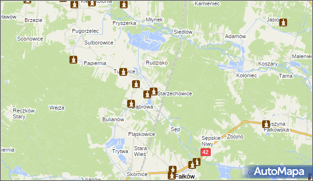 mapa Starzechowice, Starzechowice na mapie Targeo