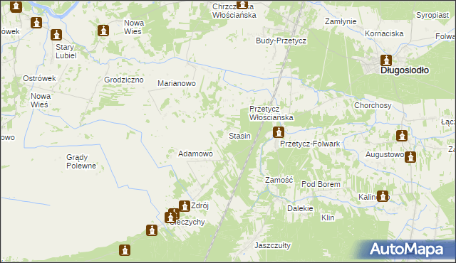 mapa Stasin gmina Długosiodło, Stasin gmina Długosiodło na mapie Targeo