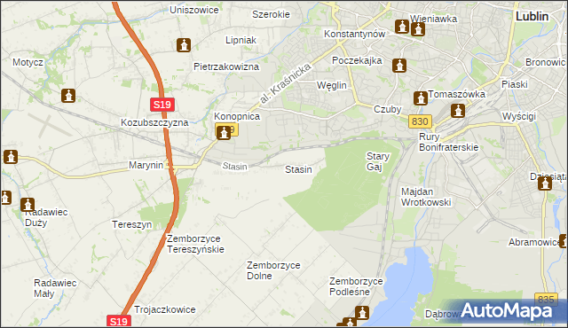 mapa Stasin gmina Konopnica, Stasin gmina Konopnica na mapie Targeo