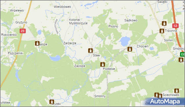 mapa Staw gmina Lubiszyn, Staw gmina Lubiszyn na mapie Targeo