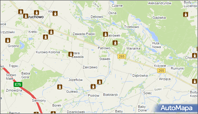 mapa Stawek gmina Baruchowo, Stawek gmina Baruchowo na mapie Targeo