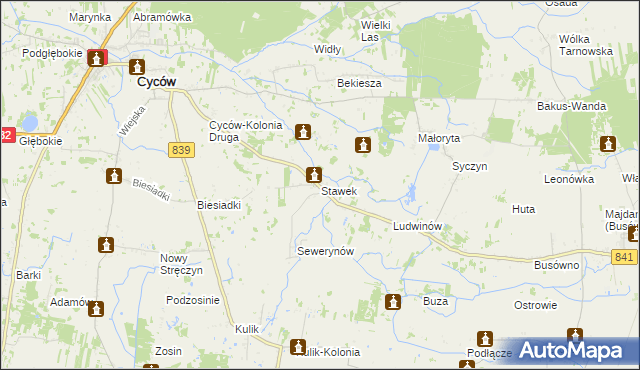 mapa Stawek gmina Cyców, Stawek gmina Cyców na mapie Targeo