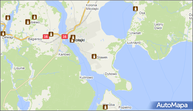 mapa Stawek gmina Mikołajki, Stawek gmina Mikołajki na mapie Targeo